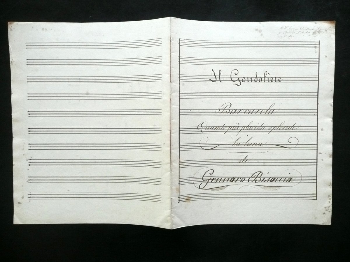 Spartito Manoscritto Il Gondoliere Barcarola G. Bisaccia Voce Baritono Autografo