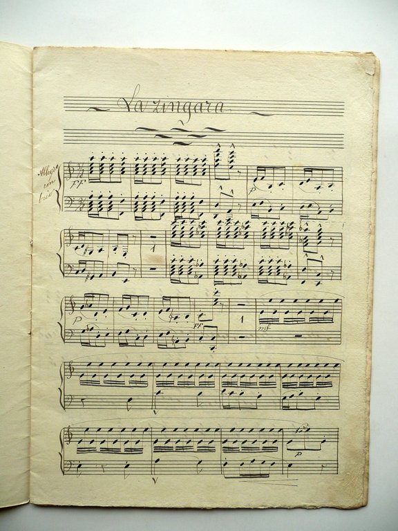 Spartito Manoscritto La Zingara Ballata Donizetti Pianoforte Met‡ '800 Musica