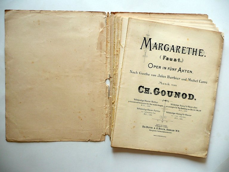 Spartito Margarethe Faust Von Ch. Gounod Bote & G. Bock …