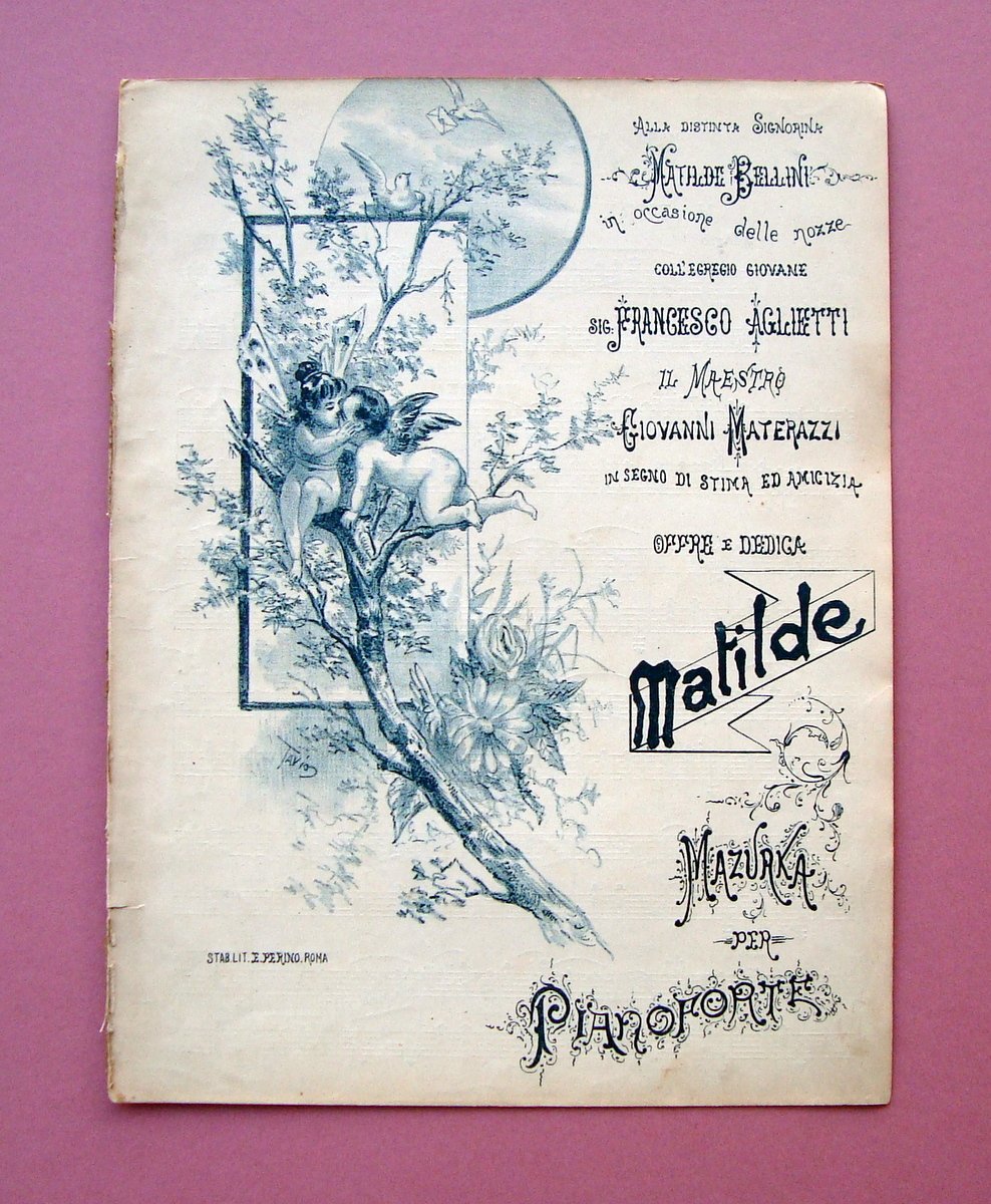 Spartito Materazzi Giovanni Matilde 1894 Mazurka Pianoforte