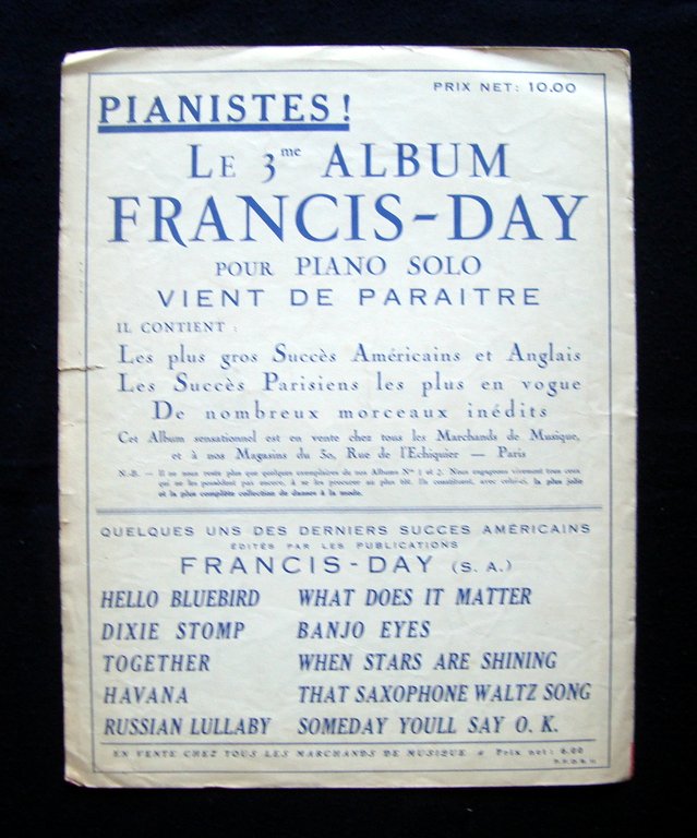 Spartito My Blue Heaven fox trot Whiting Donaldson 1927 Francis …