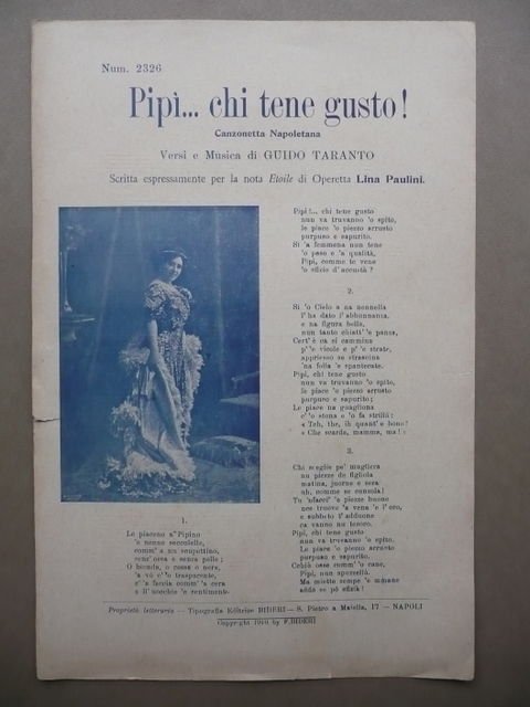 Spartito Pipi Chi Tene Gusto Canzone Napoli Taranto Paulini Musica …