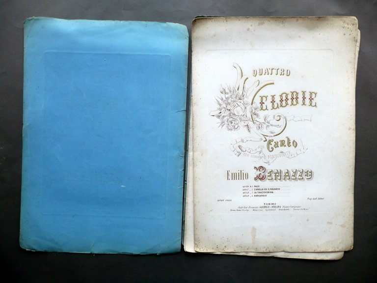 Spartito Quattro Melodie per Canto Pianoforte Emilio Benazzo Fine '800 …