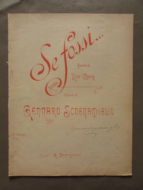 Spartito Se Fossi Scognamiglio Parole Cesare Melodia autografo Santojanni Napoli | Immagine principale