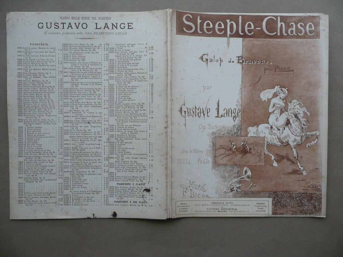 Spartito Steeple Chase Lange Galop de Bravoure Piano Lucca Milano …