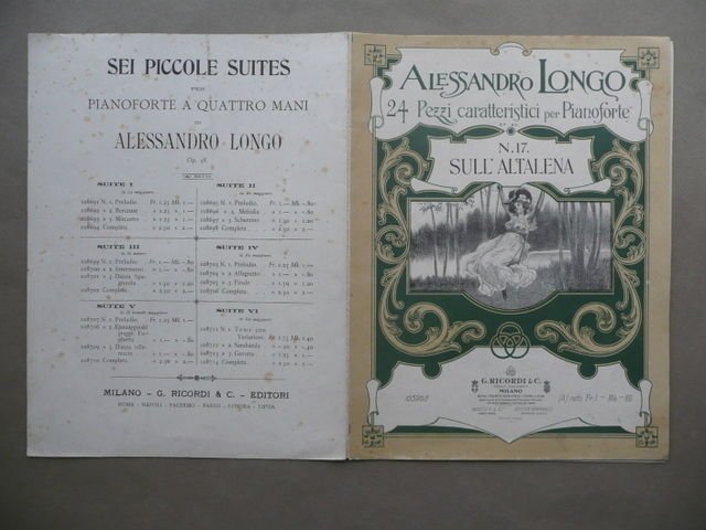 Spartito Sull'Altalena Alessandro Longo Pezzi Pianoforte Musica Ricordi Milano