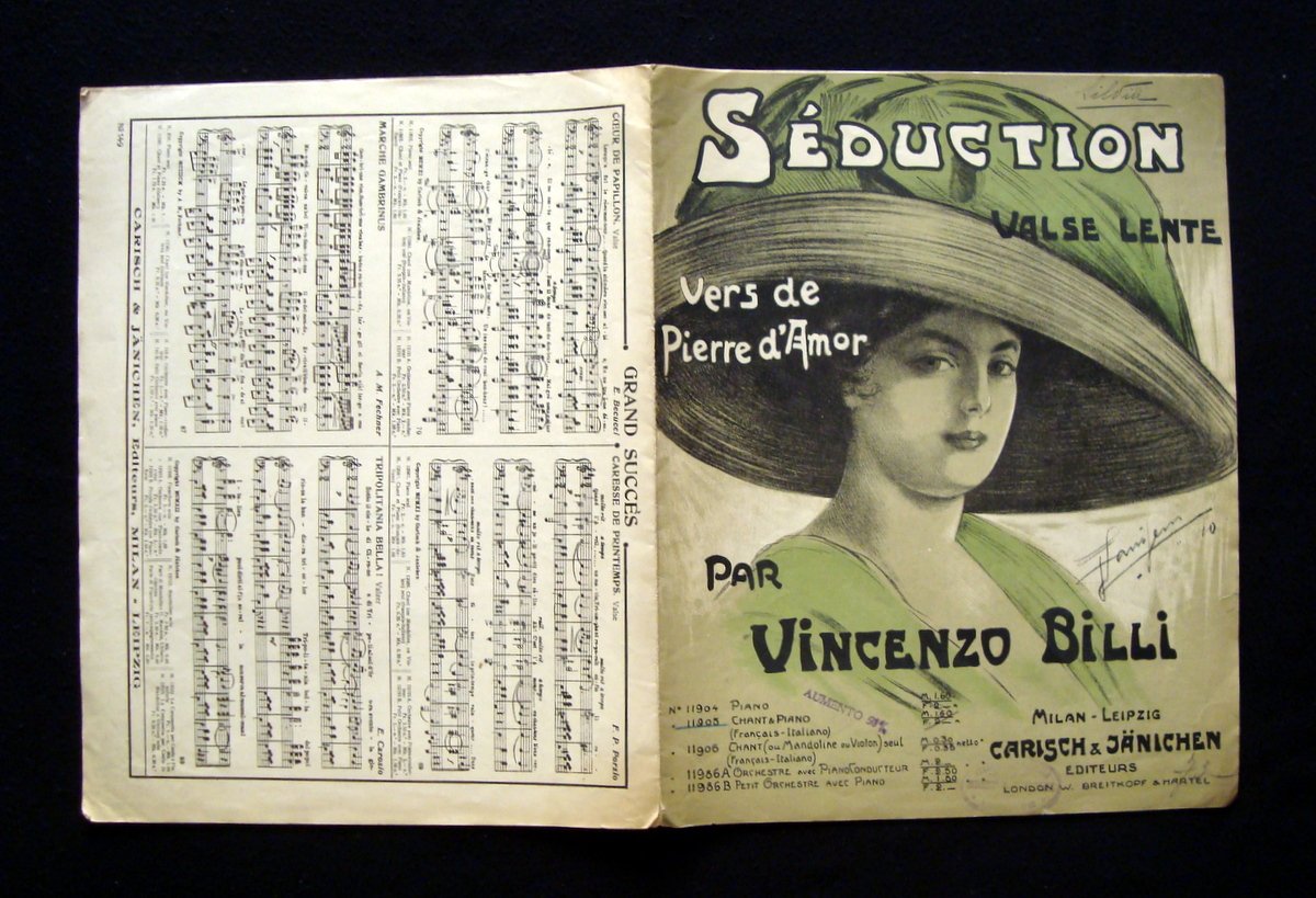 Spartito VIncenzo Billi 1910 Seduction Pier D'Amour Carisch & Janichen …