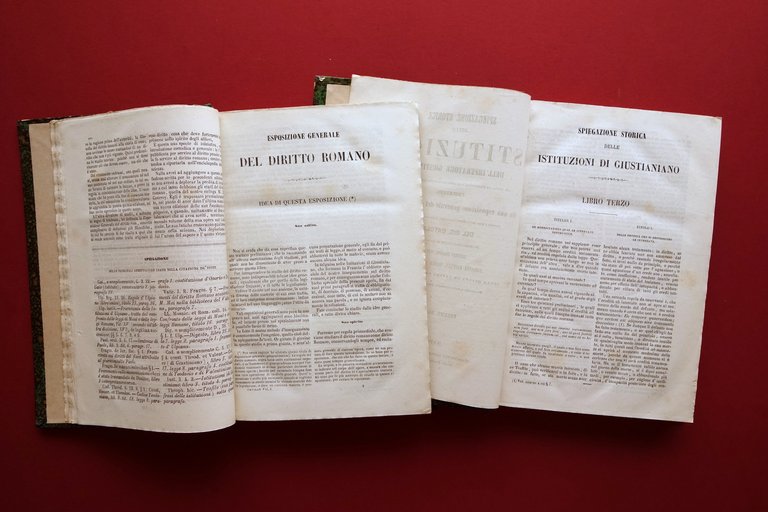 Spiegazione Storica Istituzioni dell'Imperatore Giustiniano 1856 Napoli 2 Volumi