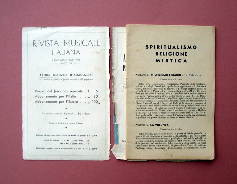 Spiritualismo religione Mistica Catalogo Bocca Milano 1937