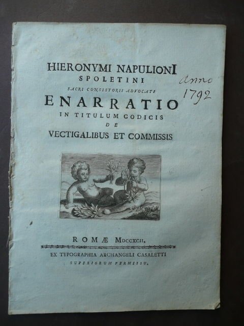Spoleto Libri Antichi Napulioni H. Codici Antichi Vectigalibus et Commissis … | Immagine principale