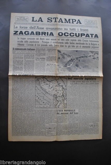 Stampa Occupazione Zagabria Croazia Seconda Guerra 1941