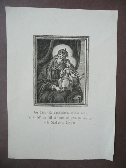 Stampa Religione Vergine Maria Vera Cattedrale Sinigaglia '800 Marche