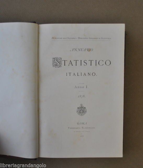 Statistica Annuario Statistico Italiano Notizie Popolazione Economia Roma 1878 | Immagine principale