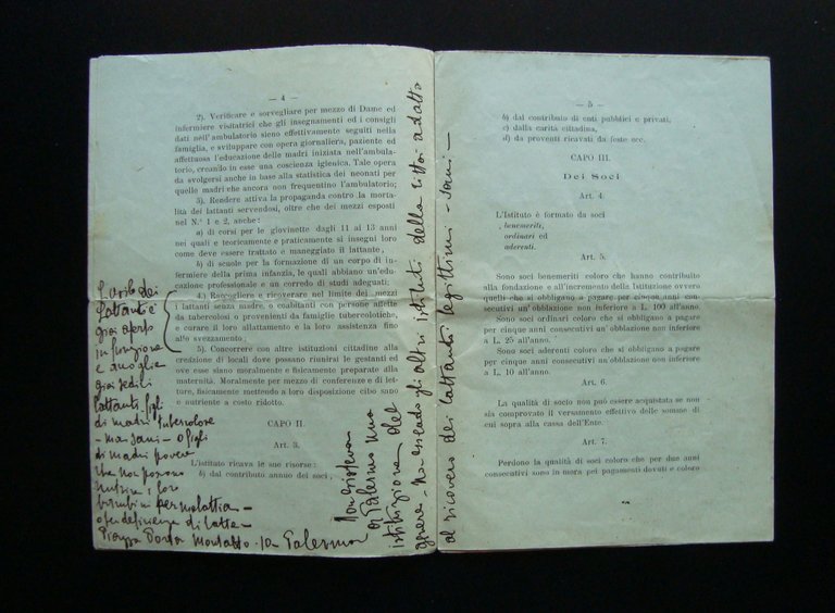 Statuto dello aiuto Aiuto Materno 1921 Palermo Tip Boccone del …