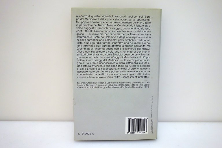 Stephen Greenblatt Meraviglia e Possesso Il Mulino Bologna 1994