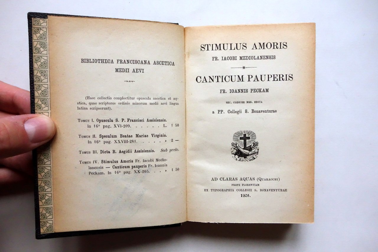 Stimulus Amoris Cantocum Pauperis I. Peckam Quaracchi 1905 Ascetica | Immagine principale