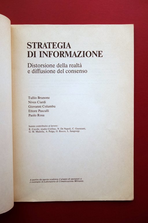 Strategia di Informazione AA. VV. Milano 1976 Controcultura Avanguardia Raro