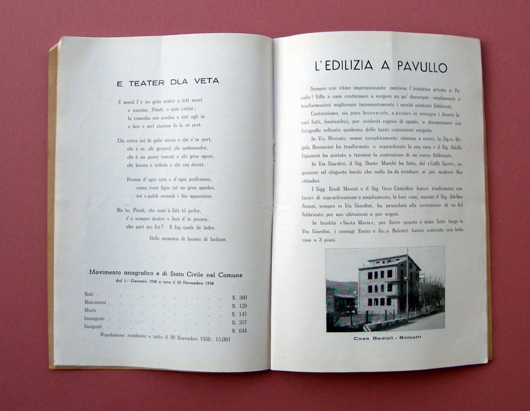 Strenna Pavullese Natale 1958 Societ‡ della Torre Festa Gaiato Edilizia …