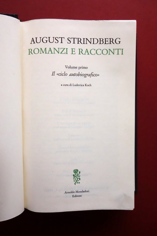 Strindberg Romanzi e Racconti Meridiani Mondadori 1991 Volume 1