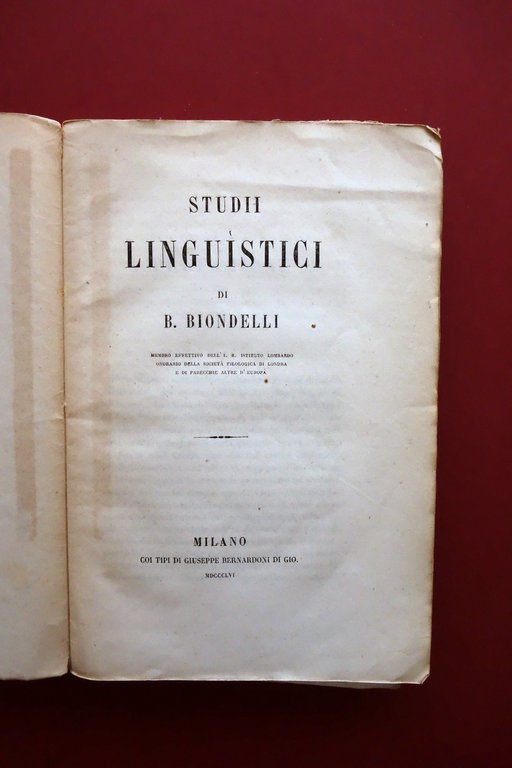 Studi Linguistici di B. Biondelli Tip. Bernardoni Milano 1856 Linguistica … | Immagine Gallery 4