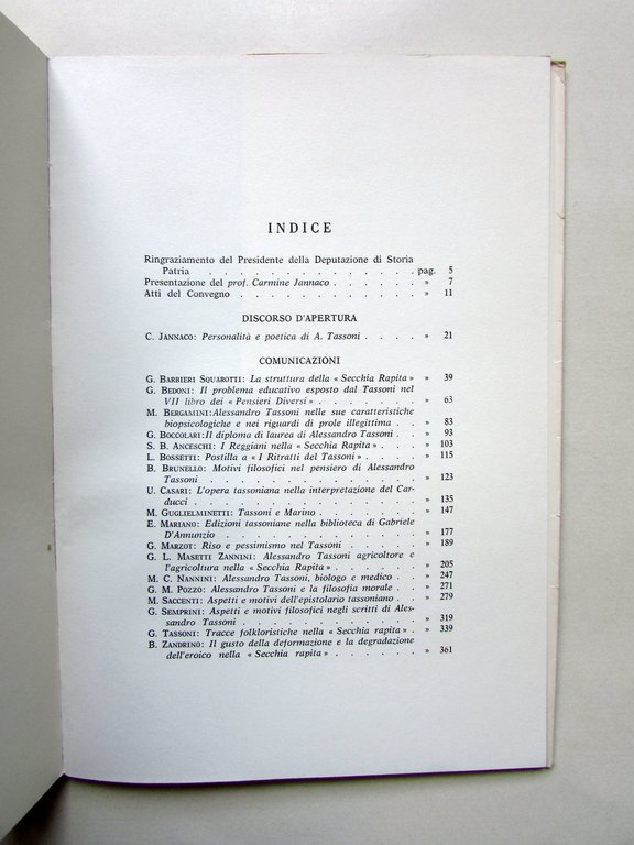Studi Tassoniani Atti e Memorie IV Centenario Modena 1965 Aedes …
