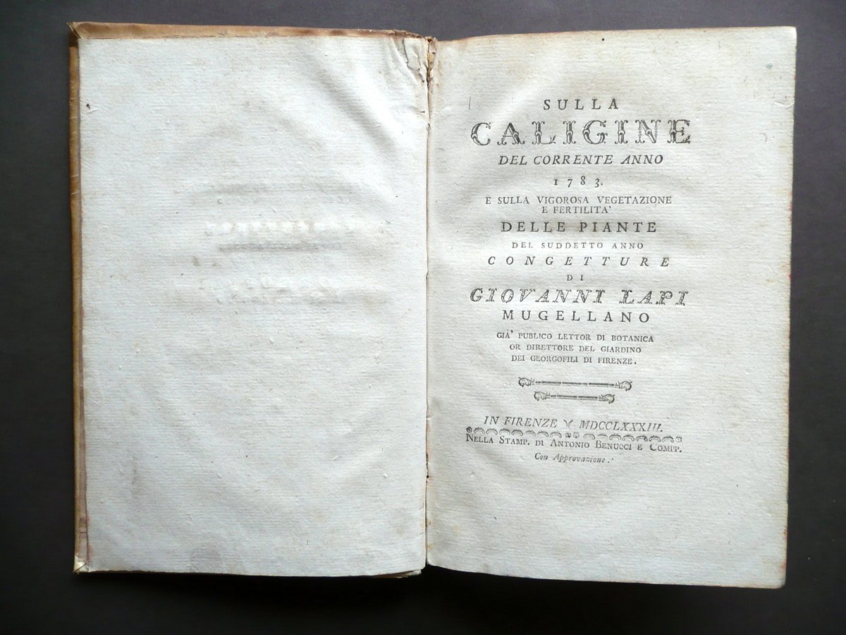 Sulla Caligine del Corrente Anno 1783 Giovanni Lapi Mugellano Benucci … | Immagine principale