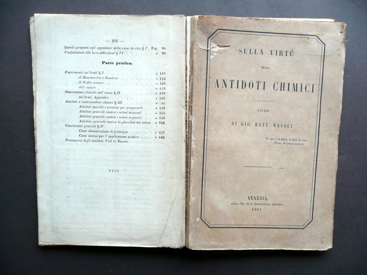 Sulla Virt˘ degli Antidoti Chimici Giovanni Battista Fasoli Naratovich 1861 … | Immagine principale
