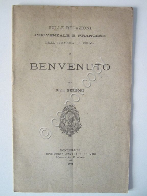 Sulle Redazioni Provenzale e Francese di Benvenuto Giulio Bertoni 1904 Filologia