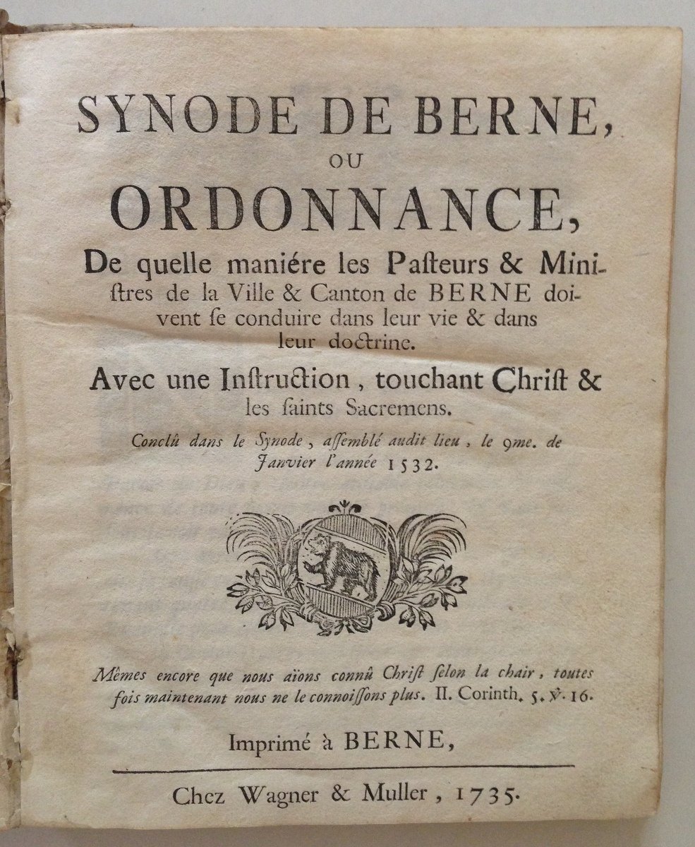 SYNODE DE BERNE OU ORDONNANCE L'ANNEE 1532 BERNE SINODO BERNA …