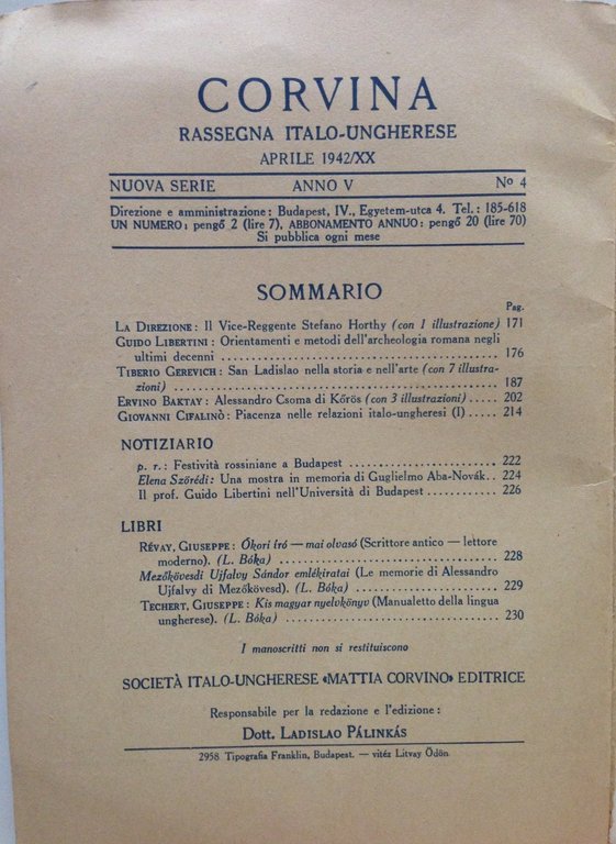 T. Gerevich L. Zambra Corvina Rassegna Italo Ungherese N. 4 … | Immagine Gallery 3