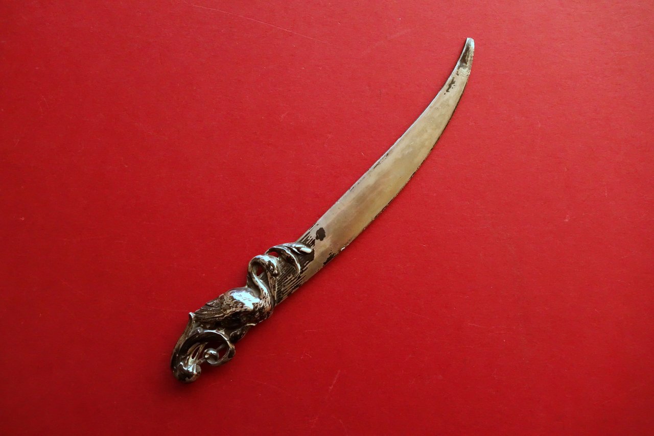 Tagliacarte Art Nouveau in Foglia d'Argento Motivi Floreali Primi del … | Immagine principale