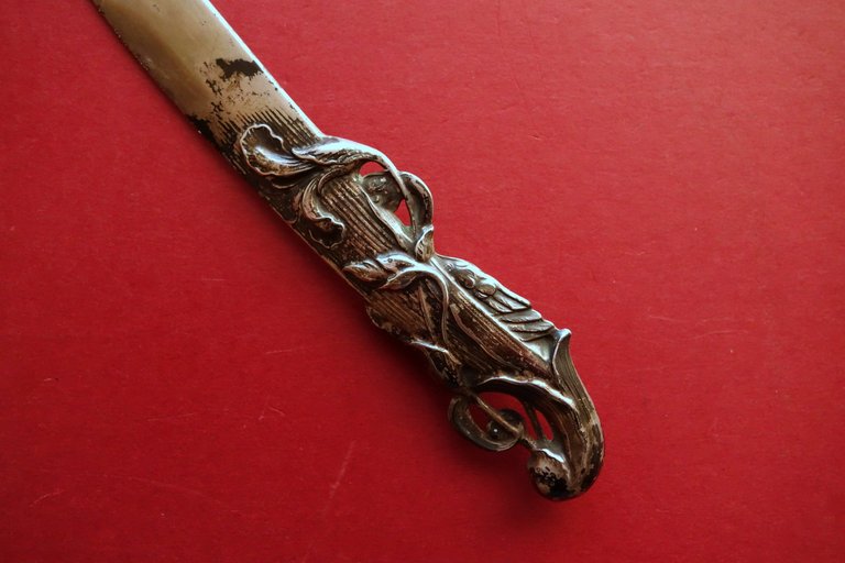 Tagliacarte Art Nouveau in Foglia d'Argento Motivi Floreali Primi del … | Immagine Gallery 3