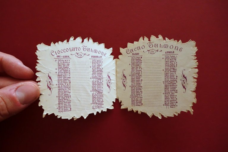 Talmone Torino Calendarietto Pubblicitario 1911 Completo Bella Grafica a Colori