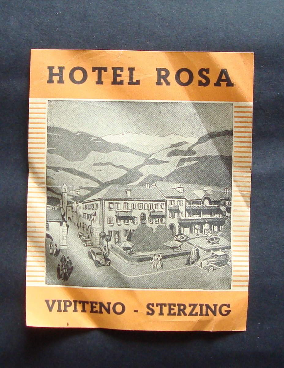 Targhetta HOTEL ROSA VIPITENO STERZING anni '40