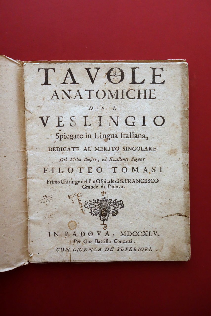 Tavole Anatomiche del Veslingio Spiegate in Lingua Italiana Conzatti Padova …