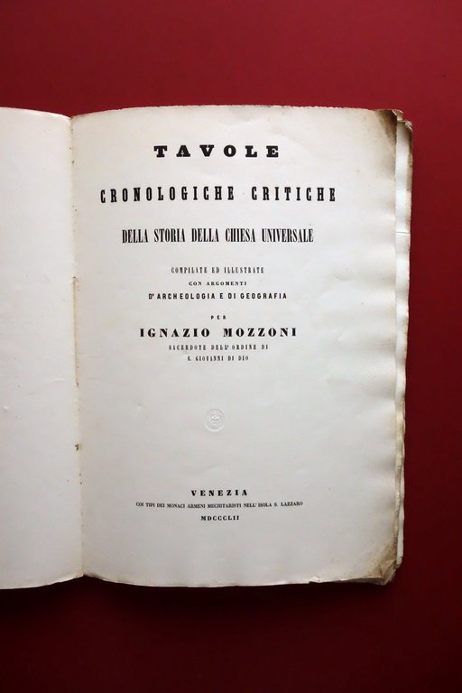 Tavole Cronologiche Critiche Storia della Chiesa Universale Mozzoni Venezia 1852