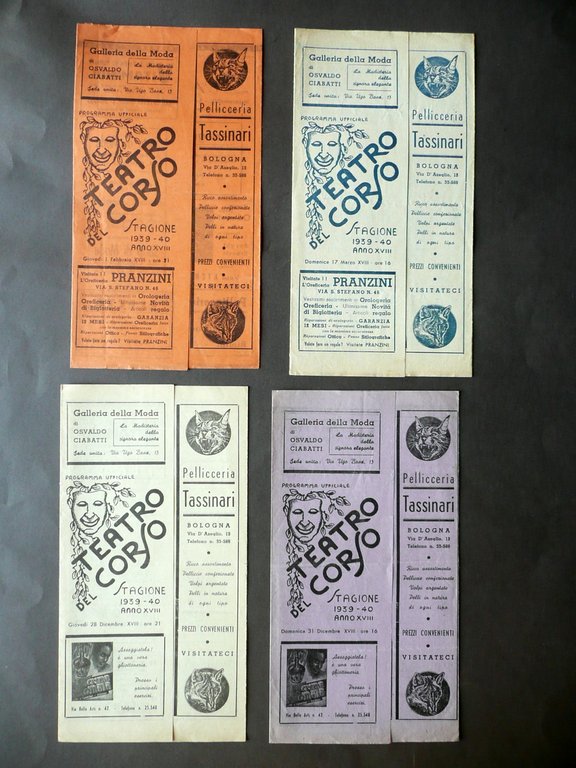 Teatro del Corso Bologna Stagione 1939-40 Quattro Programmi Spettacoli | Immagine Gallery 1
