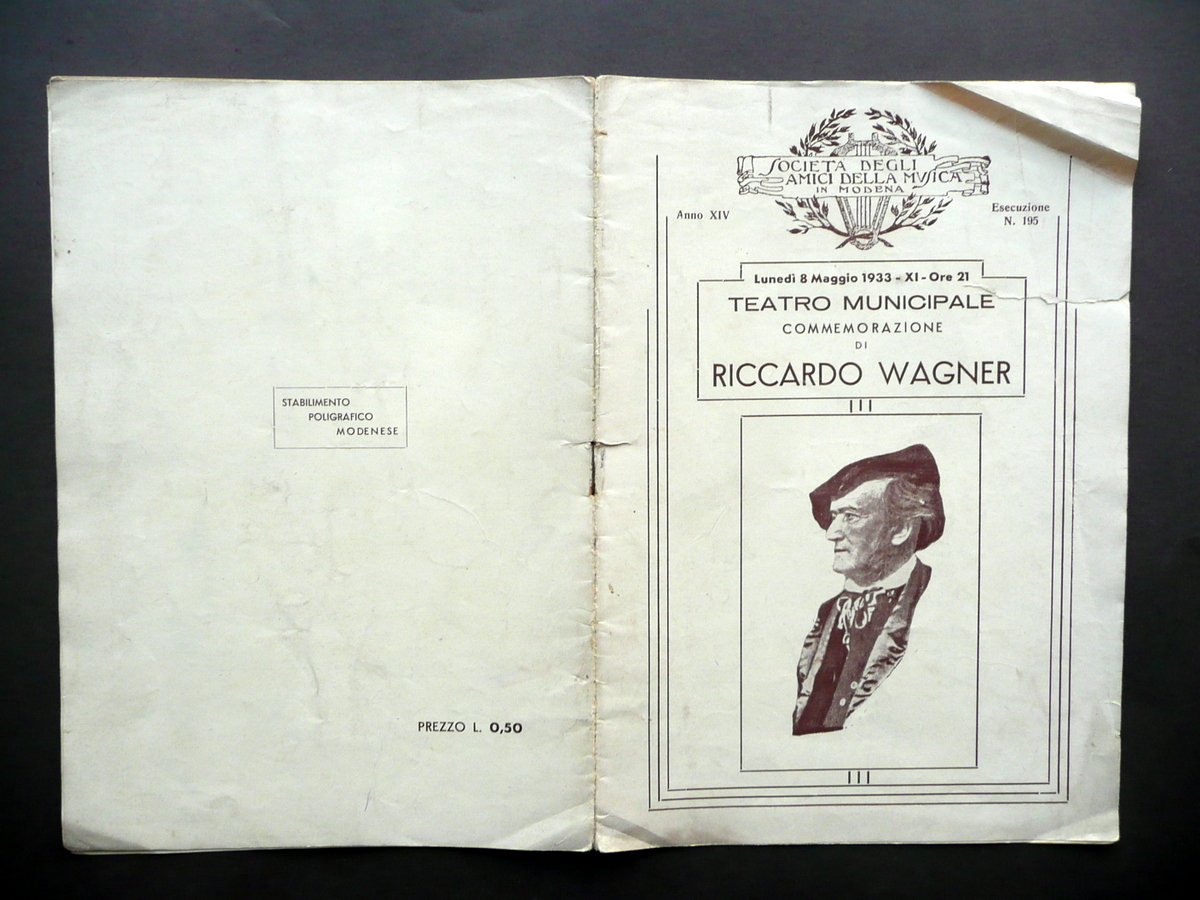 Teatro Municipale Modena Programma Commemorazione di Wagner Krauss 1933 Musica | Immagine principale