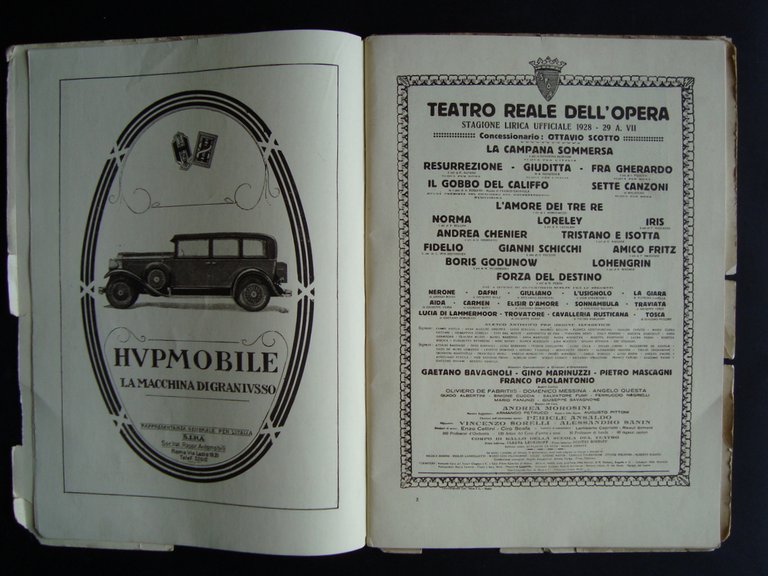 TEATRO REALE DELL'OPERA STAGIONE LIRICA 1928 29 RESPIGHI BELLINI WAGNER …