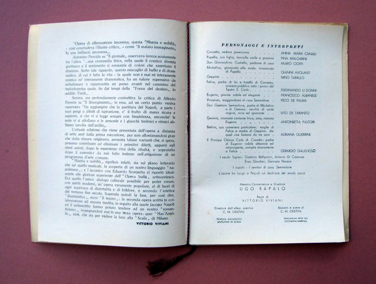 Teatro S.Carlo Miseria e Nobiltà Stagione lirica 1952-1953 Opera Comica …