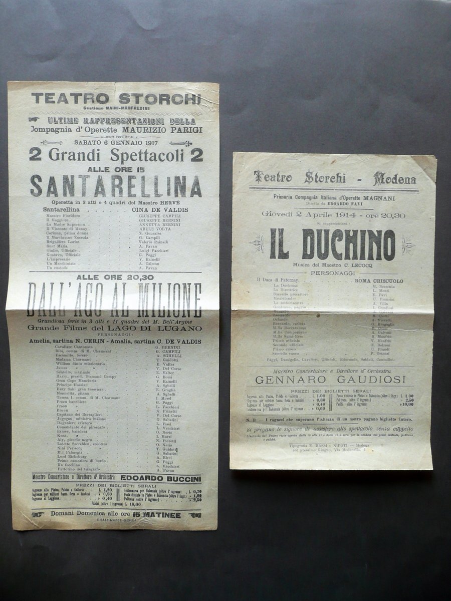 Teatro Storchi Modena Due Locandine Santarellina Il Duchino Operette 1914-1917 | Immagine principale