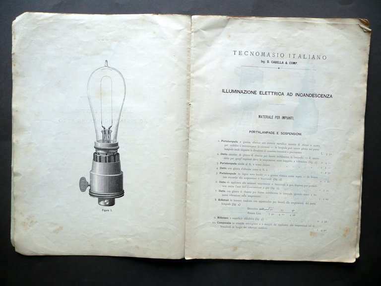 Tecnomasio Italiano Cabella Illuminazione Incandescenza Lampadine Dinamo 1885