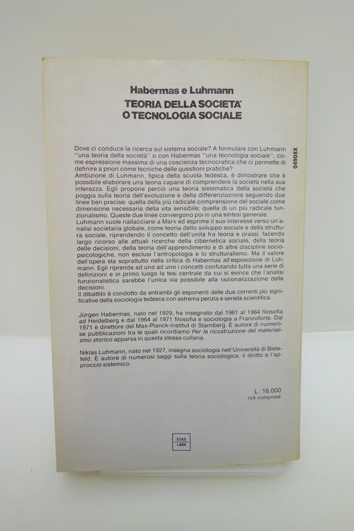 TEORIA DELLA SOCIETA' O TECNOLOGIA SOCIALE HABERMAS LUHMANN ETAS 1983 | Immagine Gallery 2