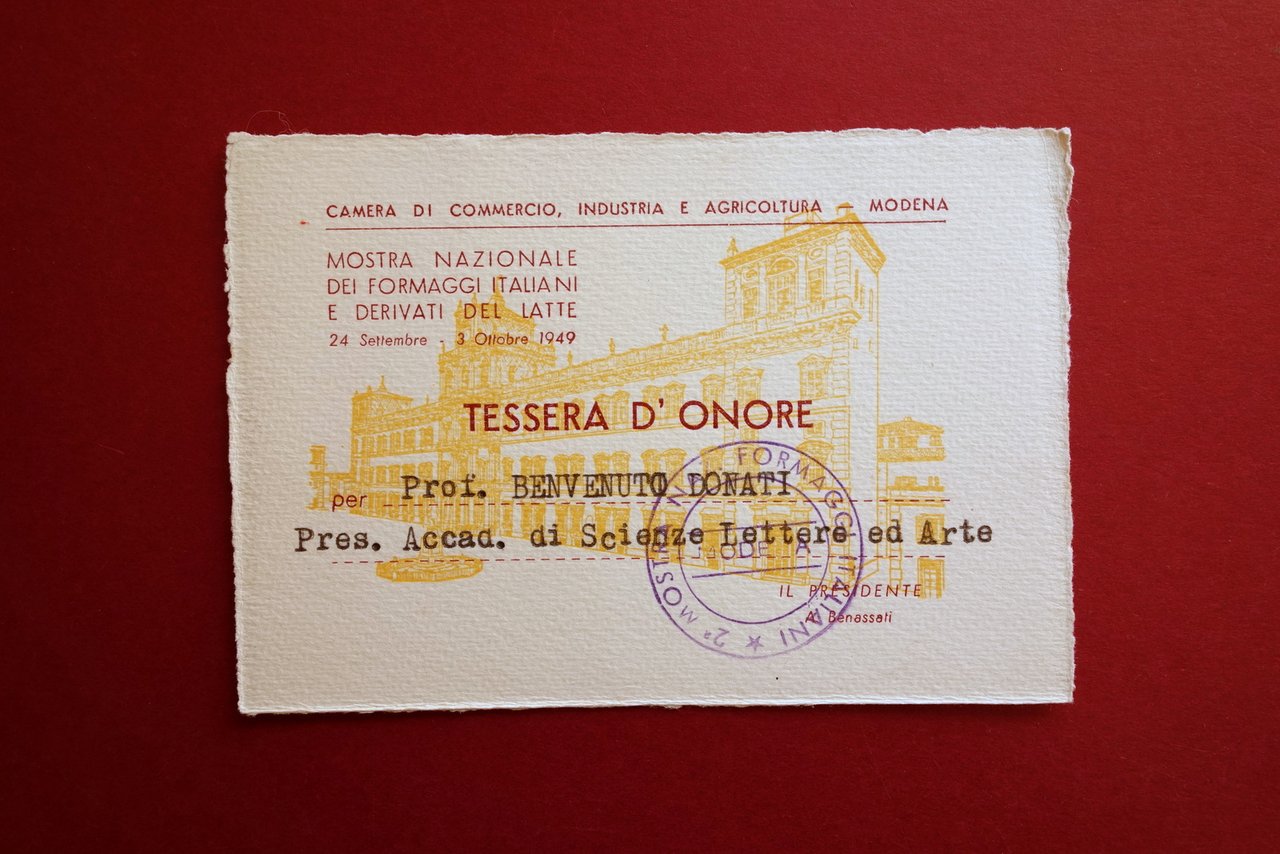 Tessera d'Onore Mostra Nazionale Formaggi Italiani e Derivati del Latte …