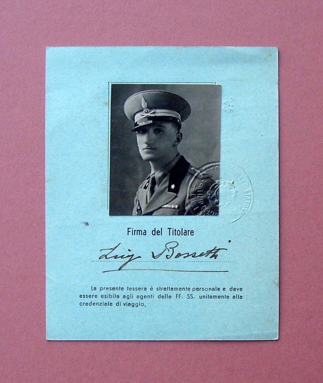 Tessera riduzione ferroviaria Comitato Olimpico Naz It 1937 CAI atleta …