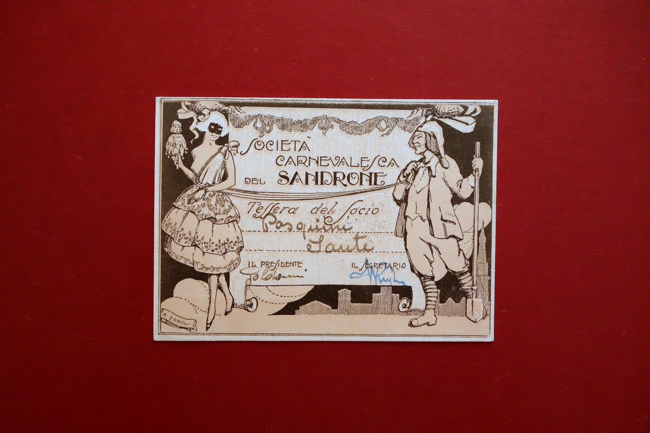 Tessera Societ‡ del Sandrone Modena Grafica del Pittore A. Zoboli …