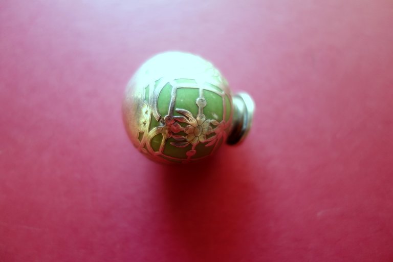 Timbro in Pietra Dura Decorazioni in Argento Anni '50