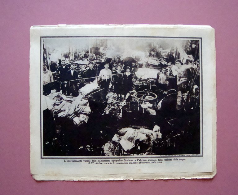 Tipografia Sandron Palermo distruzione uragano Il Mattino Illustrato n 45 1925 