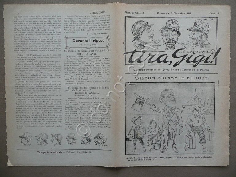 Tira, Gigi! E Rimarr‡ Spelato! Giornale di Trincea Corpo Armata Palermo N.6 1918