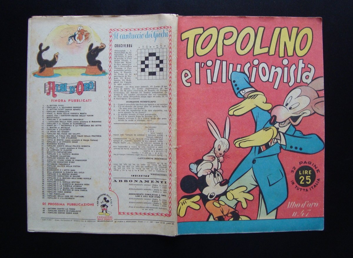 Topolino e l'Illusionista Albo d'Oro n 47 Walt Disney 1947 …